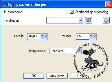 Aanpassen - Scherpte - High-pass verscherpen