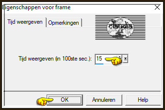 Animatie - Eigenschappen voor frame :