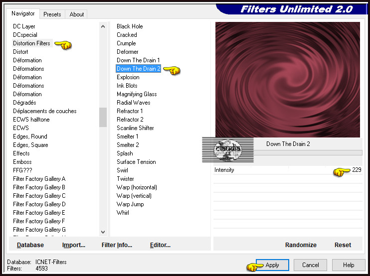 Effecten - Insteekfilters - <I.C.NET Software> - Filters Unlimited 2.0 - Distortion Filters - Down The Drain 2