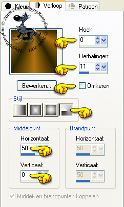 Zet de instellingen zoals op het voorbeeld