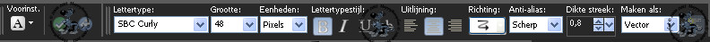 Als je zelf een tekst wilt maken, zijn hier de instellingen voor het Font