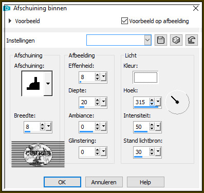 Effecten - 3D-Effecten - Afschuining binnen