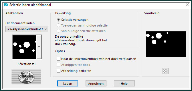 Selecties - Selectie laden/opslaan - Selectie laden uit alfakanaal : Sélection #1