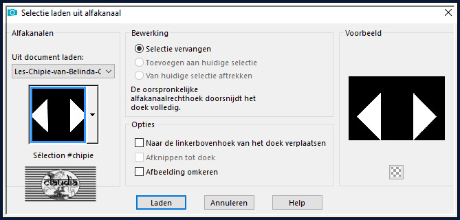 Selecties - Selectie laden/opslaan - Selectie laden uit alfakanaal : Sélection #chipie