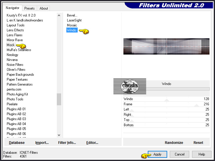 Effecten - Insteekfilters - <I.C.NET Software> - Filters Unlimited 2.0 - Mock - Windo