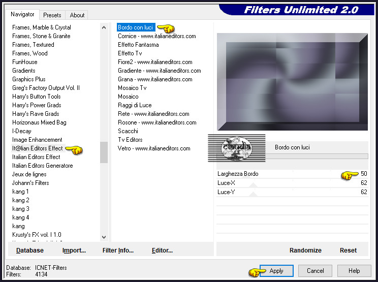 Effecten - Insteekfilters - <I.C.NET Software> - Filters Unlimited 2.0 - It@lian Editors Effect - Bordo con luci