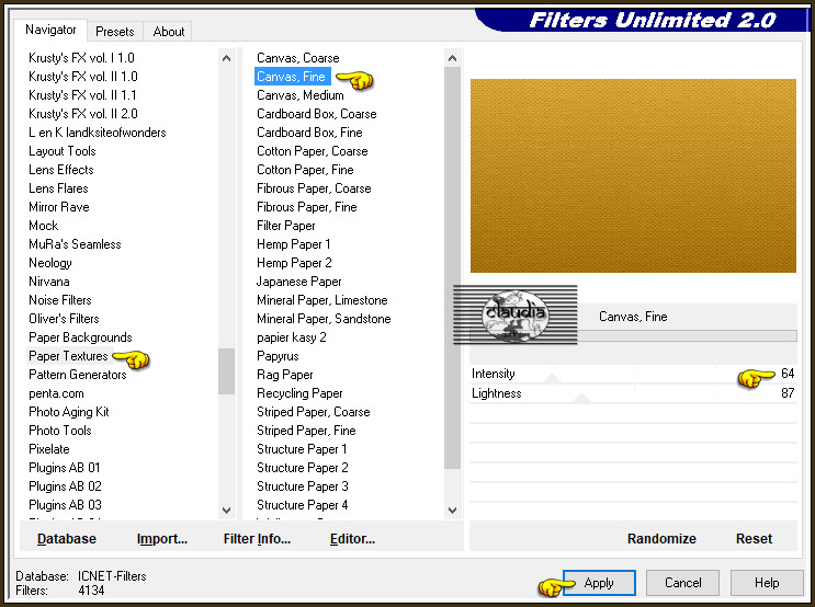 Effecten - Insteekfilters - <I.C.NET Software> - Filters Unlimited 2.0 - Paper Textures - Canvas, Fine