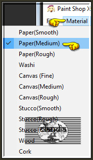 Klik nu op "Material" en klik op "Paper (Medium) 