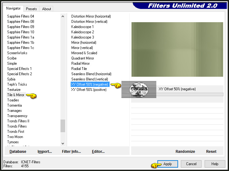 Effecten - Insteekfilters - <I.C.NET Software> - Filters Unlimited 2.0 - Tile & Mirror - XY Offset 50% (negative)