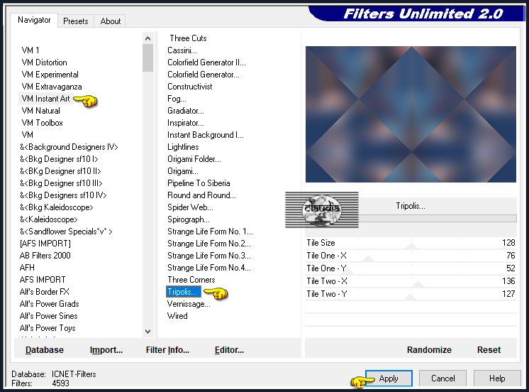 Effecten - Insteekfilters - <I.C.NET Software> - Filters Unlimited 2.0 - VM Instant Art - Tripolis