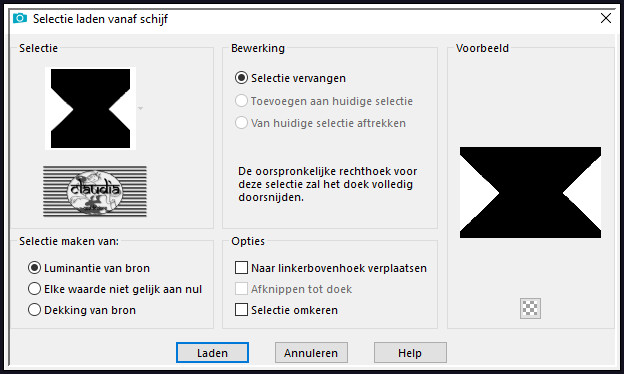 Selecties - Selectie laden/opslaan - Selectie laden vanaf schijf : selection-Madison1