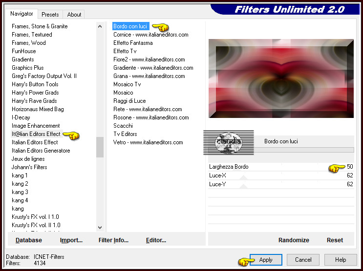 Effecten - Insteekfilters - <I.C.NET Software> - Filters Unlimited 2.0 - It@lian Editors Effect - Bordo con luci