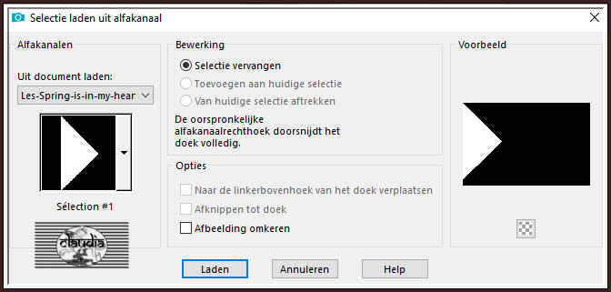 Selecties - Selectie laden/opslaan - Selectie laden uit alfakanaal : Selection #1