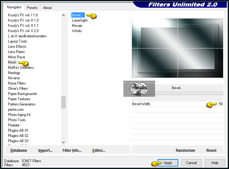 Effecten - Insteekfilters - <I.C.NET Software> - Filters Unlimited 2.0 - Mock - Bevel