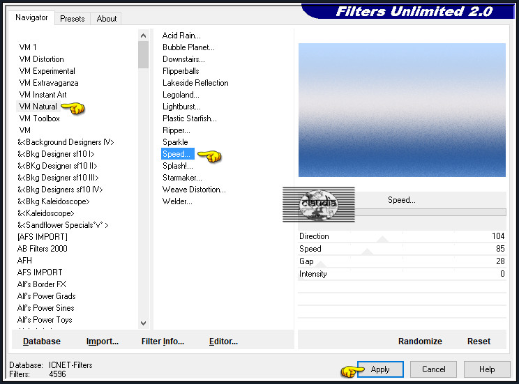 Effecten - Insteekfilters - <I.C.NET Software> - Filters Unlimited 2.0 - VM Natural - Speed