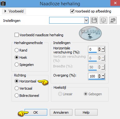 Instellingen Afbeeldingseffect - Naadloze herhaling 