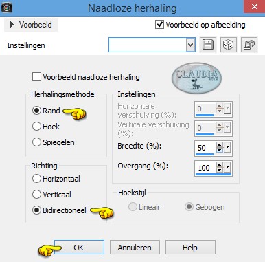 Instellingen Afbeeldingseffect - Naadloze herhaling 