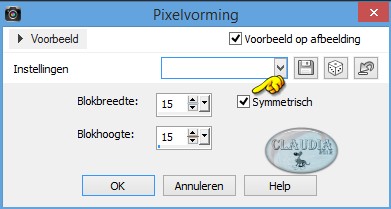 Instellingen Vervormingseffect - Pixelvorming