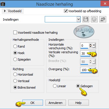 Instellingen Afbeeldingseffect - Naadloze herhaling