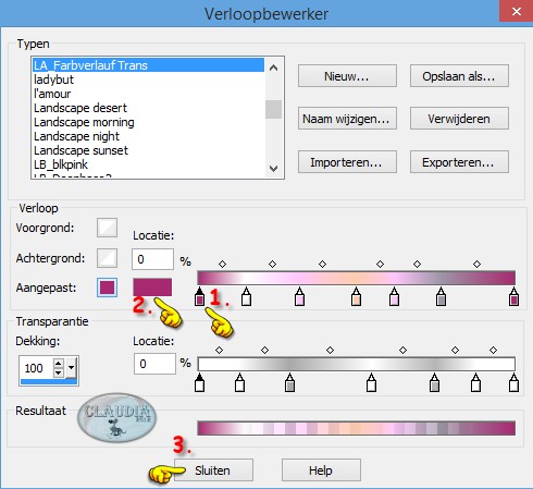 Bewerken van de kleuren van het Verloop