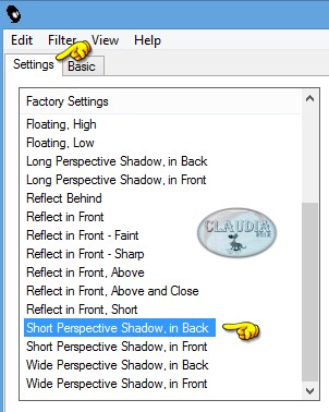 Instellingen filter Eye Candy 5 : Impact - Perspective Shadow