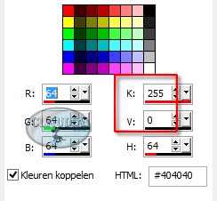 Noteer de getallen die bij K en V staan