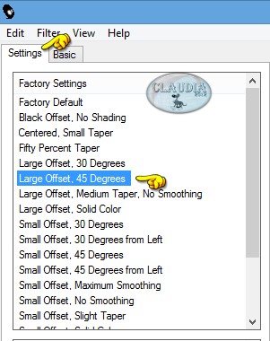 Instellingen filter Eye Candy 5 : Impact - Extrude