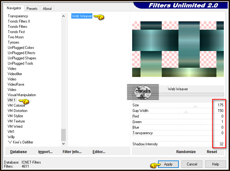 Effecten - Insteekfilters - <I.C.NET Software> - Filters Unlimited 2.0 - VM 1 - Web Weaver