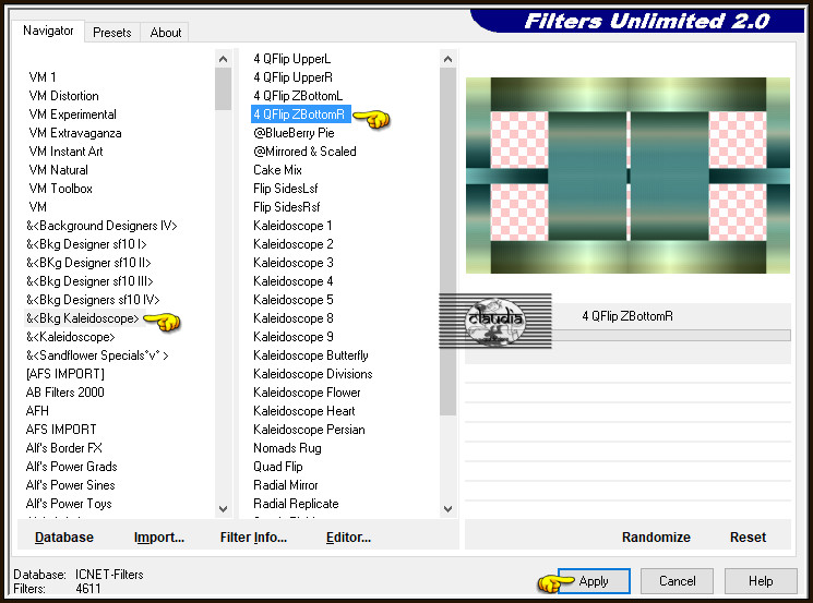 Effecten - Insteekfilters - <I.C.NET Software> - Filters Unlimited 2.0 - &<Bkg Kaleidoscope> - 4 QFlip ZBottomR