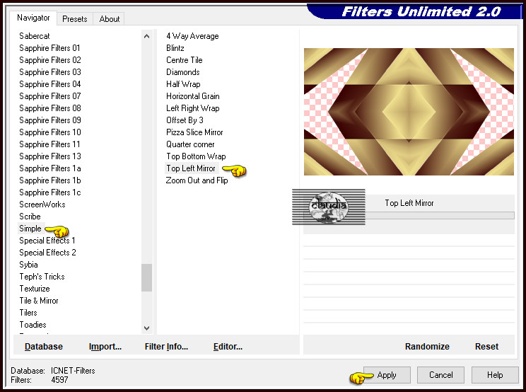 Effecten - Insteekfilters - <I.C.NET Software> - Filters Unlimited 2.0 - Simple - Top Left Mirror