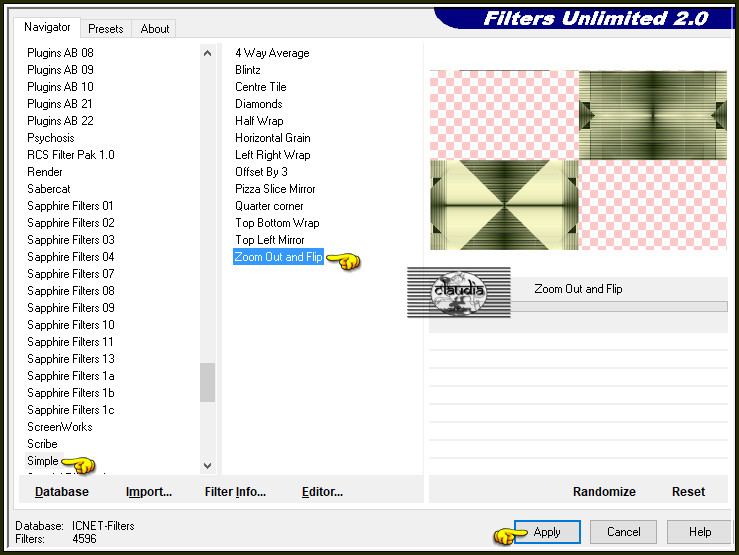 Effecten - Insteekfilters - <I.C.NET Software> - Filters Unlimited 2.0 - Simple - Zoom Out and Flip