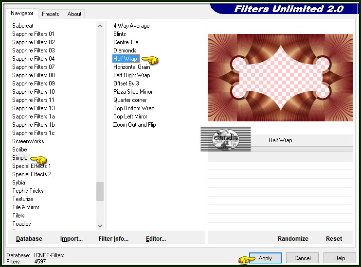 Effecten - Insteekfilters - <I.C.NET Software> - Filters Unlimited 2.0 - Simple - Half Wrap :