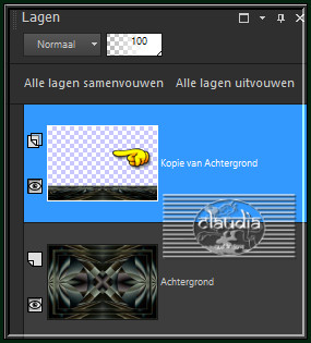 Ga terug naar je werkje en klik in het transparante gedeelte van de laag :
