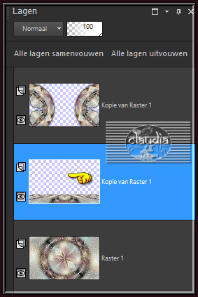 Ga terug naar je werkje en klik met de muis in het transparante deel van de laag :