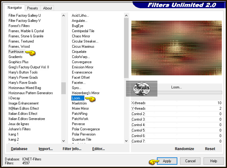 Effecten - Insteekfilters - <I.C.NET Software> - Filters Unlimited 2.0 - FunHouse - Loom