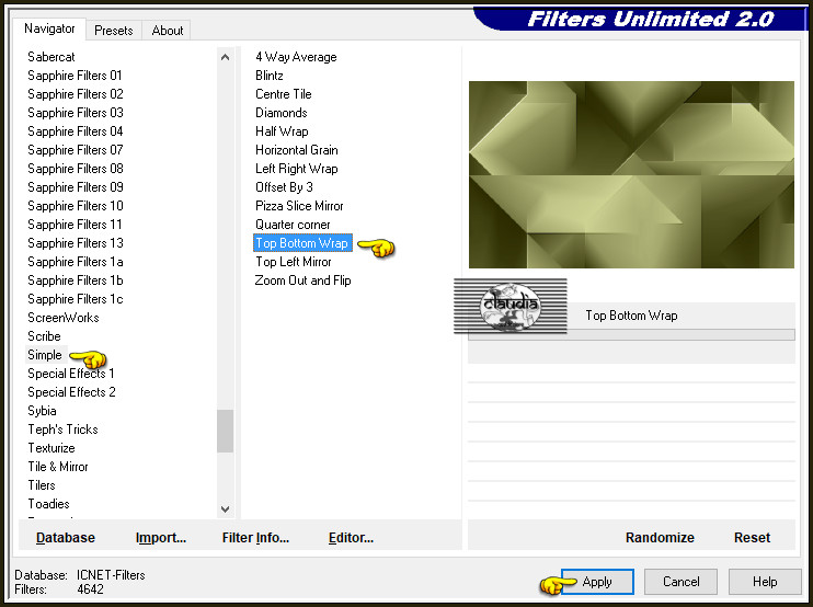 Effecten - Insteekfilters - <I.C.NET Software> - Filters Unlimited 2.0 - Simple - Top Bottom Wrap :