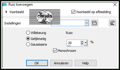 Aanpassen - Ruis toevoegen/verwijderen - Ruis toevoegen : (= Grofkorreligheid)