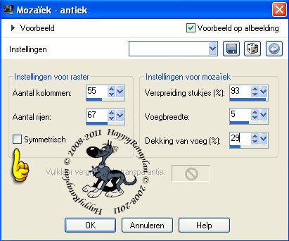 Instellingen mozaïek antiek