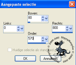 Instellingen aangepaste selectie