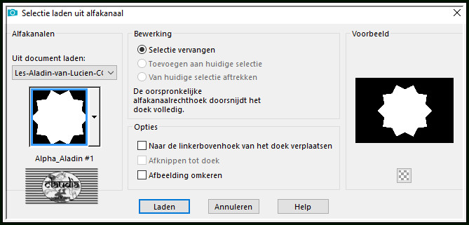 Selecties - Selectie laden/opslaan - Selectie laden uit alfkanaal : Alpha_