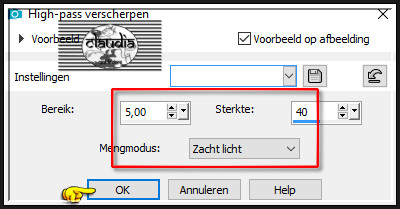 Aanpassen - Scherpte - High-pass verscherpen