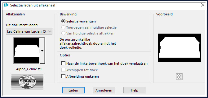 Selecties - Selectie laden/opslaan - Selectie laden uit alfkanaal : Alpha_Céline #1