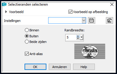 Selecties - Wijzigen - Selectieranden selecteren 