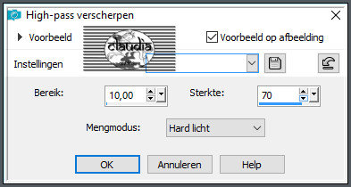 Aanpassen - Scherpte - High-pass verscherpen