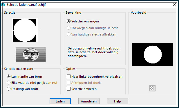 Selecties - Selectie laden/opslaan - Selectie laden vanaf schijf : lulu.selection1.fh