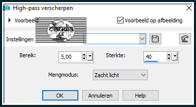 Aanpassen - Scherpte - High-pass verscherpen :