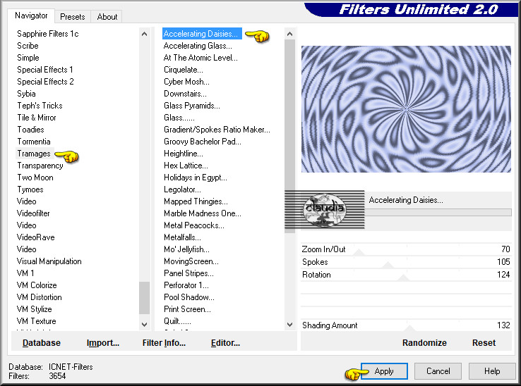 Effecten - Insteekfilters - <I.C.NET Software> - Filters Unlimited 2.0 - Tramages - Accelerating Daisies