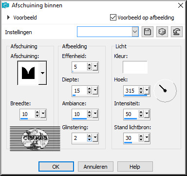 Effecten - 3D-Effecten - Afschuining binnen