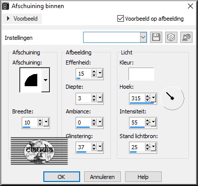 Effecten - 3D Effecten - Afschuining binnen