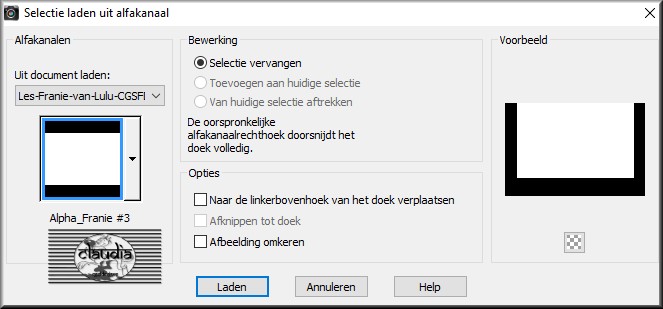 Selecties - Selectie laden/opslaan - Selectie laden uit alfakanaal : Alpha_Franie #3